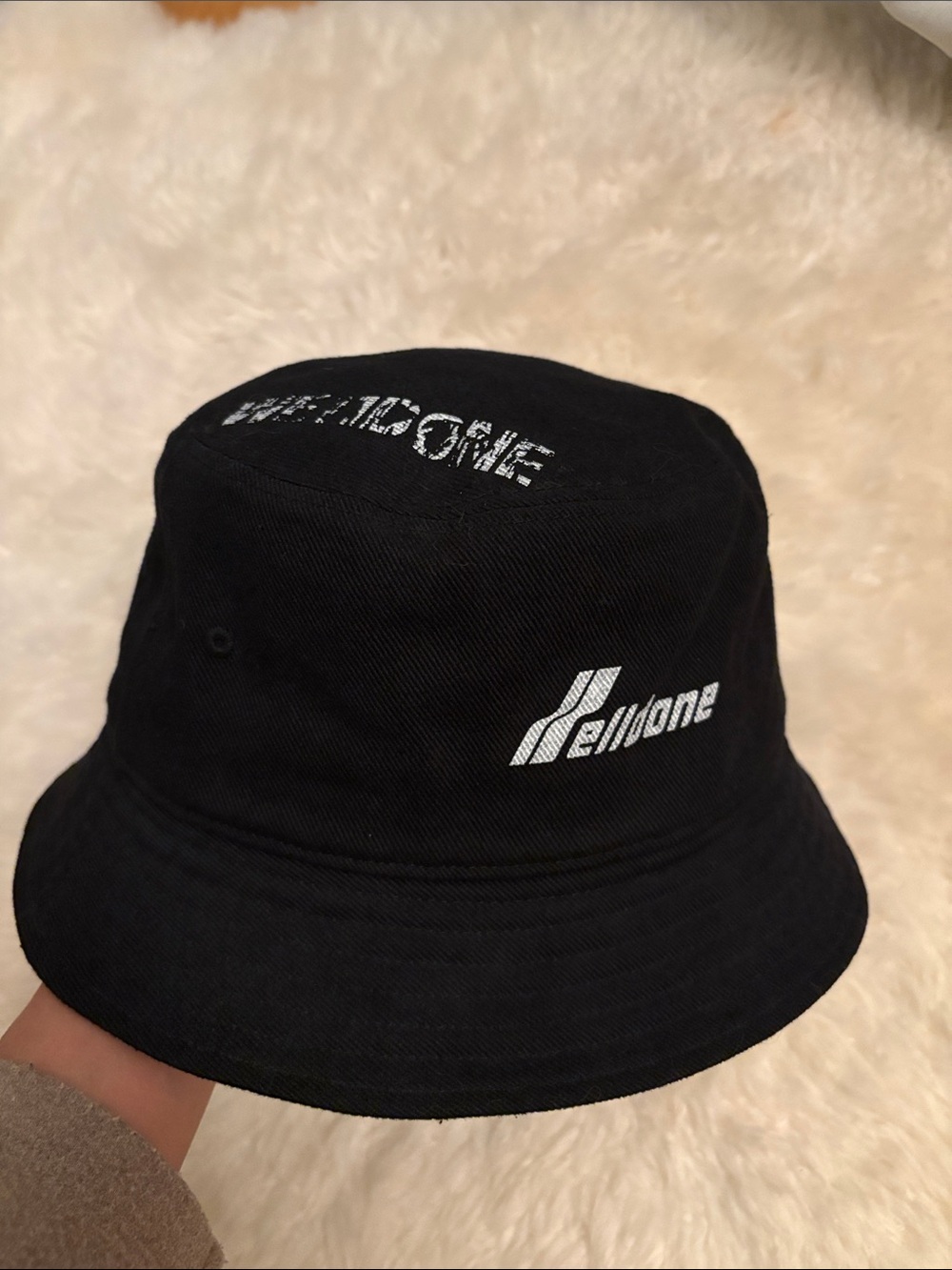 We11done Black Bucket Hat with White Logo